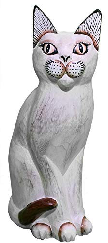 Woru Katze Minni aus Albesia-Holz in 3 Größen, wahlweise 20 cm, 25 cm oder 35 cm, Katzenfigur, Tierfigur, Deko-Figur (25 cm)
