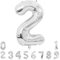 Unisun Number Balloons, 40inch Large Silver Number 2 Foil Mylar Helium Balloons for Birthday Party Celebration Decoration