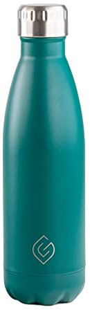Greenfield Collection 500ml Water Bottle; BPA Free Double Walled Stainless Steel Vacuum Insulated Water Bottles - 12 Hours Temp Controlled - Leakproof Sports Flask Great for Work, Gym, Travel - Green
