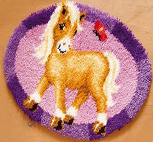 YanRun Knüpfkissen-Kits zum Selbermachen, für Anfänger, Kinder und Erwachsene, handgefertigt, Heimdekoration, Festival, Geburtstag, Geschenk, Pferd, 52 x 52 cm
