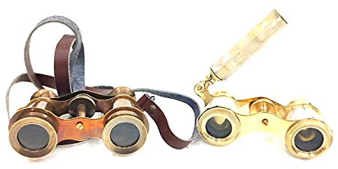 Monokular-Fernglas aus Messing, 10,2 cm, Braun, Antik-Gold, 2 Stück