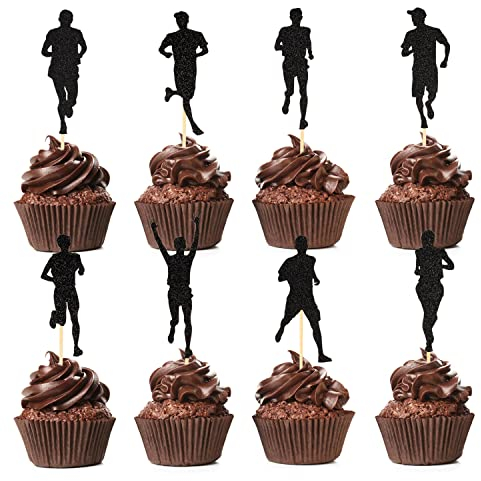 Running Cupcake Toppers Pack of 48 Runner Cupcake Picks for Athletics Marathon Birthday Supplies Party Decoration