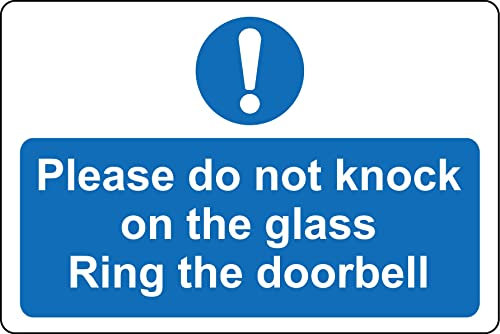 Please do not knock on the glass Ring the doorbell Sign - Self adhesive sticker (150mm x 100mm)