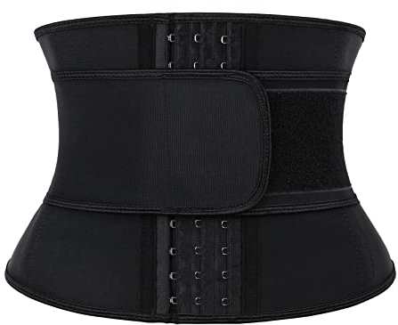 Atbuty Kurzer Torso-Taillentrainer für Damen, Korsett, Unterbrustkorsett, Latex, Sportgürtel, Sanduhr, Body Shaper, Schwarz (22,9 cm Torso, 9 Knochen, 1 Gürtel), Small