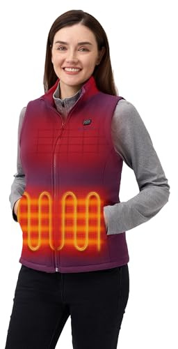 ORORO Women's Heated Fleece Gilet, 4-Zone Layering Heated Vest | Soft fleece comfort, lightweight design, easy layering, and simple heat control for commuting, walking, and winter wear