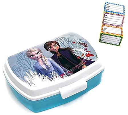 ICE TOYS porta merenda + 4 etichette segnanome colorati contenitore per pranzo da bambini (Fronzen)