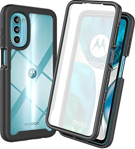 XINNI Case for Motorola Moto G82 5G(G52), 360 Degree Shockproof Protective All-Round Protection with Built-in Screen Protector, Robust Bumper Outdoor Cover, Black
