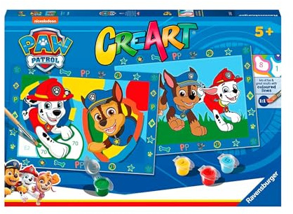 Ravensburger - Creart Junior Series 2 x Paw Patrol | Kids Painting Kit | Paint by Numbers Includes Kids Games 5 Years Or More | Creart 5 Years