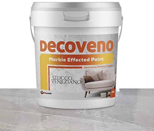 DECOVENO - Pintura decorativa con efecto mármol, gran tamaño, auténtico estuco veneciano, yeso a base de agua, acabado suave brillante (20 kg, gris claro)