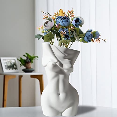 Weibliche Körpervase Körper Vase Blumenvase Boho Deko: HOMURY Moderne Schicke Vase, Minimalistische Keramikvase Boho Vase für Schreibwaren, Make-up-Pinsel, Pflanze, Getrocknete Blumen