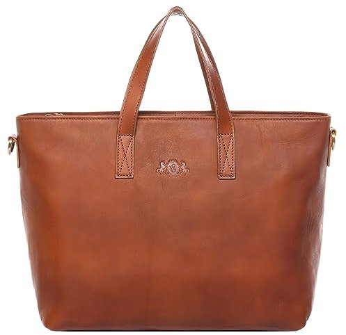 SID & VAIN Handtasche echt Leder - Henkeltasche Livie - Umhängetasche Damentasche mit Laptop-Fach - Ledertasche Damen braun handgefertigt
