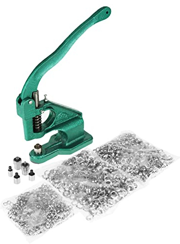 Grommet Punch Hole Machine, Multipurpose Eyelet Punch Machine, Hand Press Eyelet Machine Set with 3 Dies & 1500pcs Grommets 6/10/12mm for Leather Fabric Belt Clothes Shoes Handbag Grommets