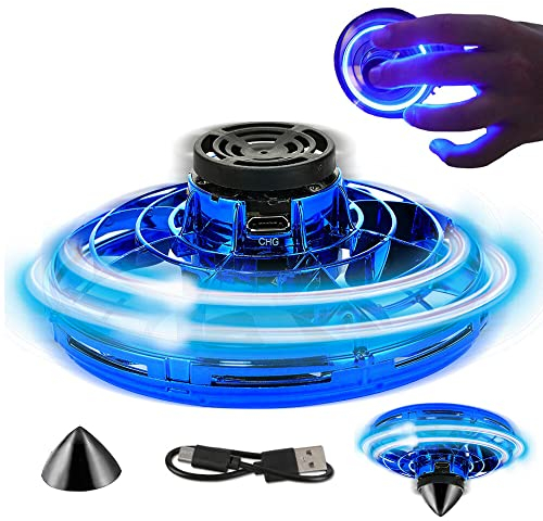 Gobesty Flying Spinner, Flying Ball, UFO Hand Spinner, Balle Volante, Drone Manuel Rechargeable par USB, Anti-Stress Fidget Spinner pour Enfants Dextérieur et Jeux Dintérieur, Bleu