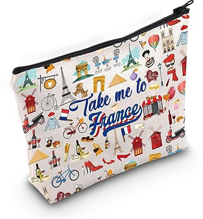 WZMPA Kosmetiktasche mit Reißverschluss, Motiv: Frankreich, Paris, Urlaubsgeschenke, Take Me To France, Take Paris, Passform: