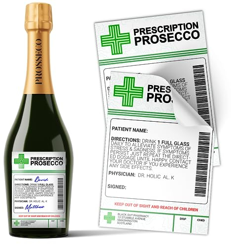 Prosecco Prescription Medical Alcohol Bottle Gift Funny Drinks Sticker Label (3)