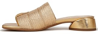 Franco Sarto Loran Slide Damen-Sandalen, Goldfarbener Stretch-Bast, 38 EU