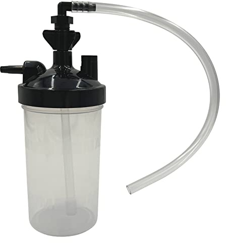 6 botellas humidificadoras de oxígeno, 350 ml con válvula de alivio de presión y tubo adaptador de 12 pulgadas