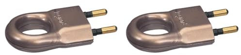 Legrand - Fiche plate mâle sans terre plastique - avec anneau extraction - bronze (Lot de 2)