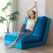 MAXYOYO Sitzsack-Bett, faltbar, Samt-Schlafsofa, Bodenmatratze für Erwachsene, extra dick, 4-Fach gefaltet, Bodencouch für Schlafzimmer, Wohnzimmer, Blau, 75 x 240 cm