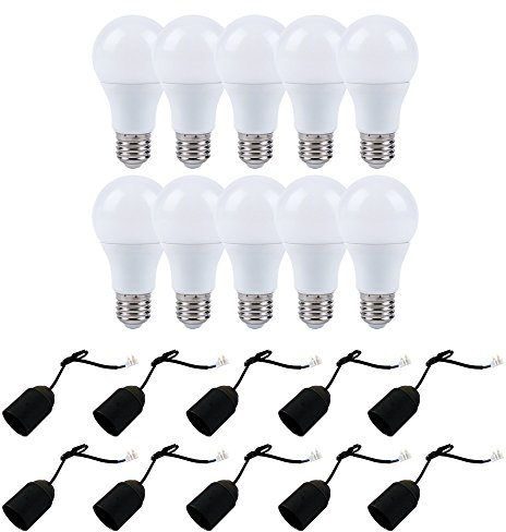 NCC-Licht 10 x Baufassung Renovierfassung E27 schwarz + 10 x LED Leuchtmittel Birne 13W = 100W E27 matt 1300lm Tageslicht 6000K