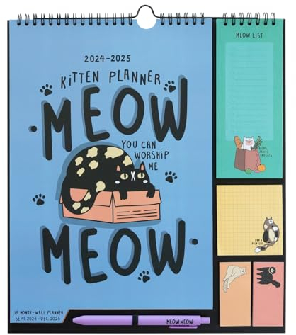 Grupo Erik Kalender 2025 Meow Meow Katzen Kalender 2025 Wandkalender 2025 - Familienplaner 2025 - Monatsplaner 2025