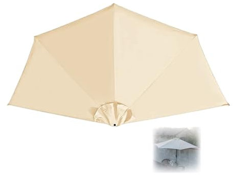 SKINCATE 2.7m 5 Streben Halb Sonnenschirm Ersatzbezug, Terrassenschirm Ersatz Baldachin, Für Strand, Markt, Garten, Ersatzteile, Halbrund Sonnenschirm-Ersatzabdeckung (Color : Sand, Size : 270cm/9ft