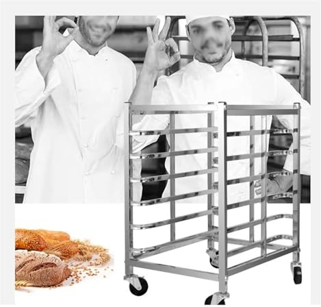 XILYZMO Aluminum Bakery Rack, Removable Sheet Bun Pan Rack Holds, 15-Tier Racking Trolley Storage Commercial, With Brake Wheel Bakery Cooling Rack For Kitchen Restaurant (Color : Silver, Size : 46.5