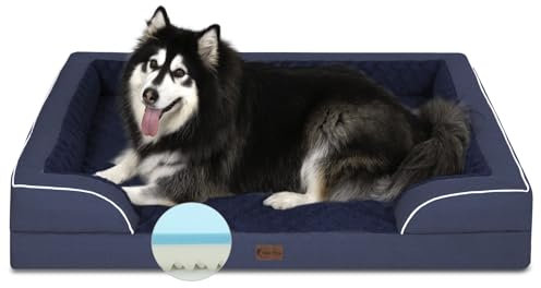 Casa Paw Orthopaedic XXL Dog Bed for Extra Large Dogs, Waterproof Memory Foam Dog Bed with Sides, Egg Crate Foam and Non-Slip Backing, Large Dog Couch Bed with
