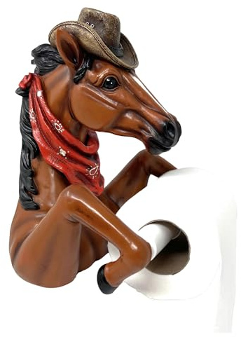 BestGiftEver Rustikaler Toilettenpapierhalter mit Western-Rodeo-Cowboy-Motiv, Wandhalterung, Toilettenpapierhalter im Lodge-Kabinen-Stil, Badezimmer-Dekor für authentisches Western-Thema