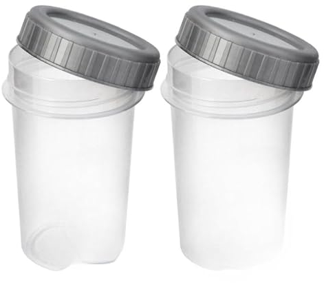 TRTO 2x 400ml Twist Seal Handy Beaker Microwave Safe Container Food Drink Storage