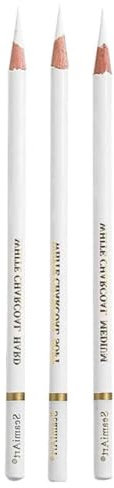 RSYHVG White Charcoal Pencils Drawing, Highlight Sketch White Pencil charcoal for Artists, White Drawing Pencils for Artists Beginner Student Designer, Soft White Charcoal Sketch Pencils (3 pcs)