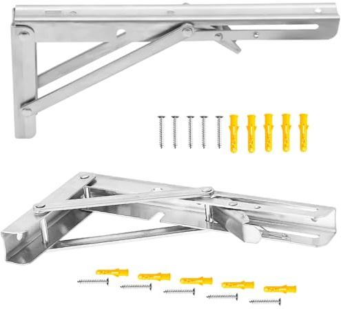 Hocansen Klappkonsole Klappwinkel Wandregal Halterungen(250mm/Silver) | Schwerlast Klappkonsole, Klappregalhalterungen,Wandregal Regalunterstützung Klammer für DIY Halterung,Haus Küche Klapptisch