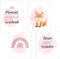4er Set Baby DIN A3 Bilder mit Fuchs, Regenbogen und Sprüchen, Poster mit Tiermotiv für Babyzimmer, 200g/m² Papier, Kinderzimmer Wanddeko, für Bilderrahmen, Dekoration für Jungen & Mädchen, Rosa