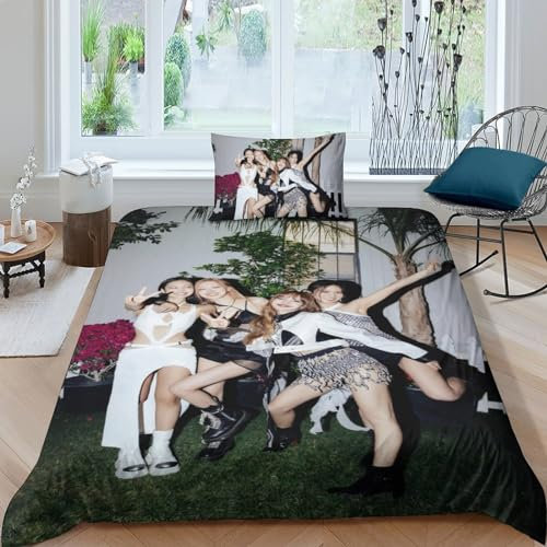 EOASNRTCB Blackpink Bettwäsche Bettbezug Set Mit Kissenbezüge, Blackpink Bettwäsche-Sets,aus Mikrofaser Mit Verdecktem Reißverschluss Weich Und Bügelfrei Single(135x200cm)