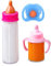 Set mit 3 magischen Milchflaschen und Schnuller, Schnuller-Puppen-Fütterungsset, Milchflasche, so tun, als ob Kinderbabypuppen magische Flaschen, Milchsaftflaschen, Babypuppen-Fütterungszubehör
