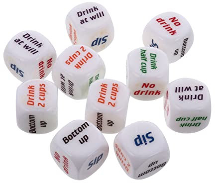 VICASKY Trinkspielwürfel aus Acryl 10 Stück Weiß Würfel für Riegel und Club Spielwürfel für Trinkspiele und Glücksspiel bei Partys und Junggesellenabschieden