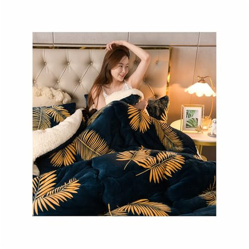 3-lagige Luxus-Bettdecke aus Flanell-Fleece, dicke Winterdecke für Doppelbetten – super warme und verdickte Steppdecke –