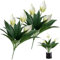 Stibzeup 2pcs Calla Lirio Flores Artificiales, Plantas realistas de 18.5 Pulgadas de Altura, Flores realistas de Cuidado fácil, Cala Blanca, para la Boda de la casa decoración del jardín de la casa