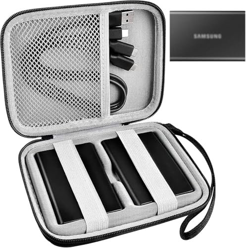 Custodia per Samsung Portable SSD T7 1TB 2TB 500GB Externe SSD Hard Drive, custodia da viaggio per 2 dischi rigidi (Solo caso)