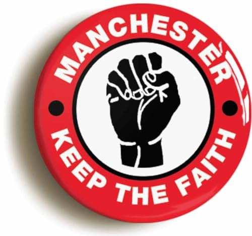 Manchester Red Keep The Faith Northern Soul Fridge Magnet (Circular 2inch / 50mm Diameter)