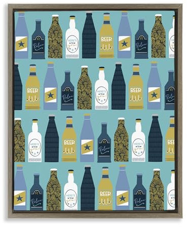 Stupell Industries Angela Nickeas, gerahmt, Motiv Bierflaschen, gerahmt, 63,5 x 78,9 cm