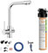 BieTal® Trinkwasserfilter Aktivkohle 3-Wege Wasserhahn Messing Chrom poliert glänzend sauberes & frisches Wasser für dein Zuhause Praxis Büro Wohnmobil Aktivkohlefilter Wasserfiltersystem Wasserstop
