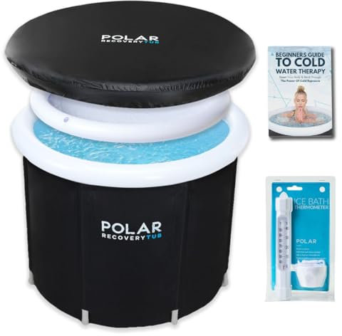 Polar Ice Bath Recovery Tub with Thermometer / 370L Portable Ice Bath for Cold Water Therapy Training/an Ice Bathtub for Athletes - Adult Spa for Ice Baths and Soaking - Cold Plunge Tub (Black)