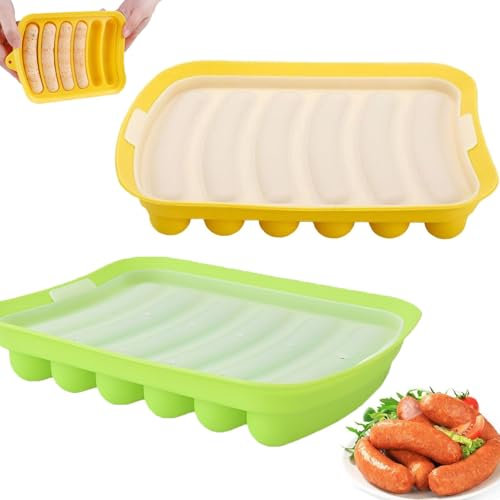 LKPUPKJ 2 Stück Silikon Wurstform, Hot Dog-Form, Wurstform mit Deckel, DIY Hot Dog-Form, für BBQ, Kochen, Backen