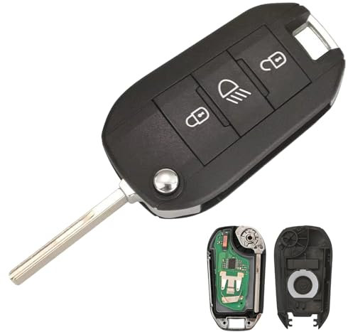 Heart Horse Coque de Clé Télécommande de Voiture 3 Boutons pour Peugeot Expert 208 2008 308 3008 508 5008 Boitier Clef, Citroen C3 C4 Cactus Coque de Clé à Distance avec 434MHz 4A Puce HU83 Lame