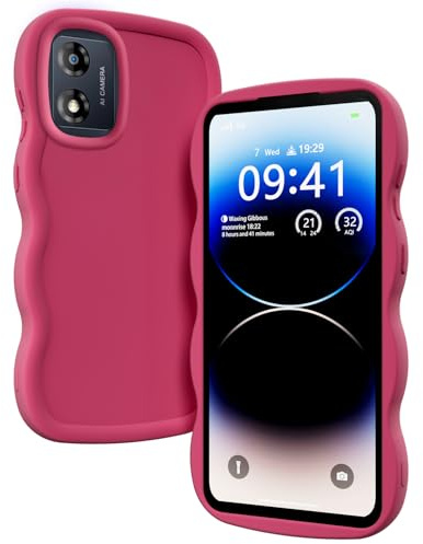 XINYEXIN Funda Wavy para Motorola Moto E13 | Carcasa de Silicona Suave, Borde Ondulado, Antigolpes, Agarre Cómodo, Rojo