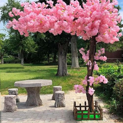 Grand Arbre de Fleur de Cerisier Artificiel, Fleurs Artificielles Fait à La Main, Grand Arbre à Fleurs Japonais Rose pour la Maison, Le Bureau, la Chambre à Coucher,001,1x0.6m/3.2x1.9ft