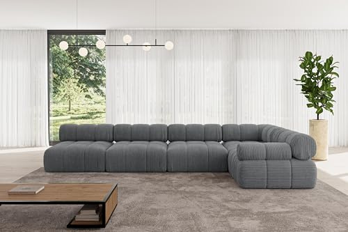 ALTDECOR Modulares Sofa Ecksofa in L-Form Corner modular Sofa Eckcouch Couch Wohnlandschaft Cauchsofa Polstersofa Mende-L3-380x190x70 cm Dunkelgrau