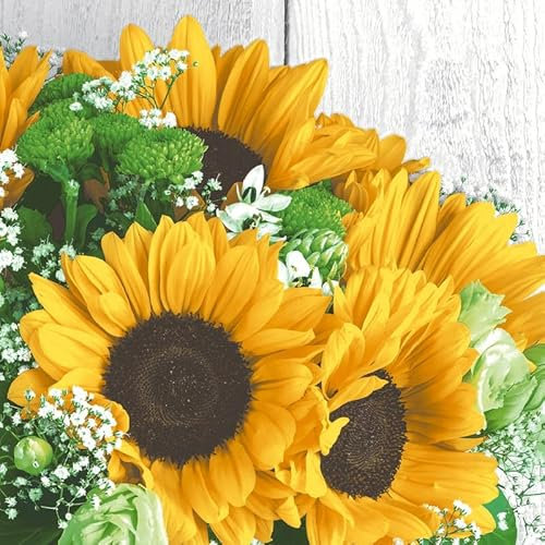 20 Servietten Herbst Sonnenblumen im Strauß als Tischdeko. Papierservietten herbstlich mit Motiv. Auch für Decoupage und Serviettentechnik 33x33cm
