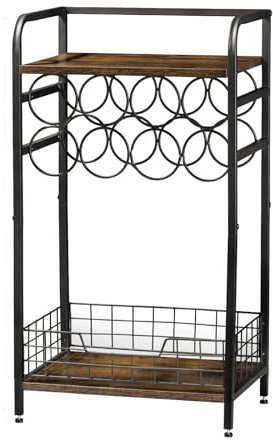 OOPDNEGAK Small Liquor Bottle Holder -3-Tier Wine Bar Table, Mini Wine Bar Cabinet,Corner Whiskey Display Shelf, Floor Liquor Storage Bar for Home Living Room